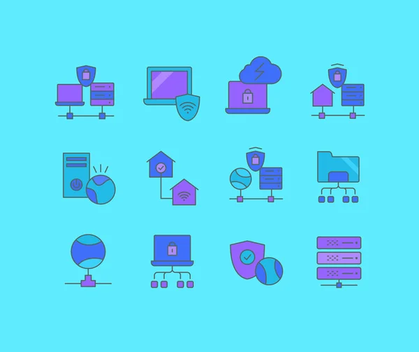 Set of Simple line Icons of VPN — 스톡 벡터