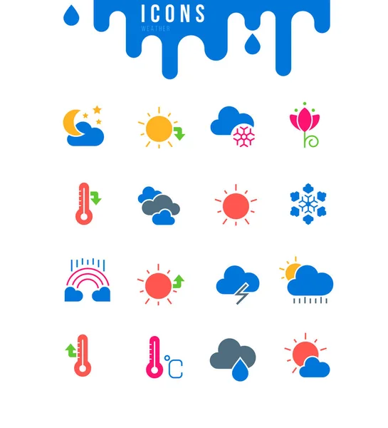 Set of Simple Icons of Weather — Stock Vector