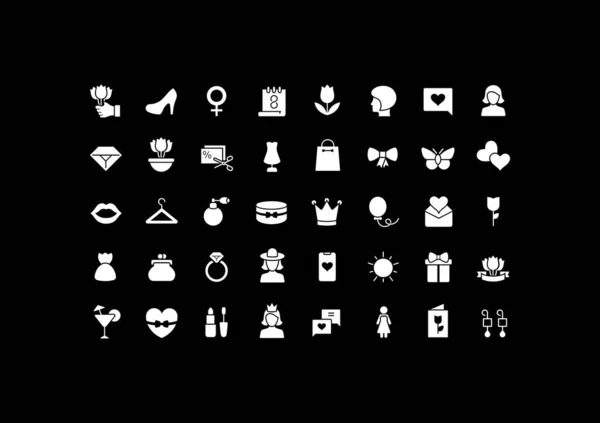 Ensemble d'icônes simples de la Journée de la femme — Image vectorielle