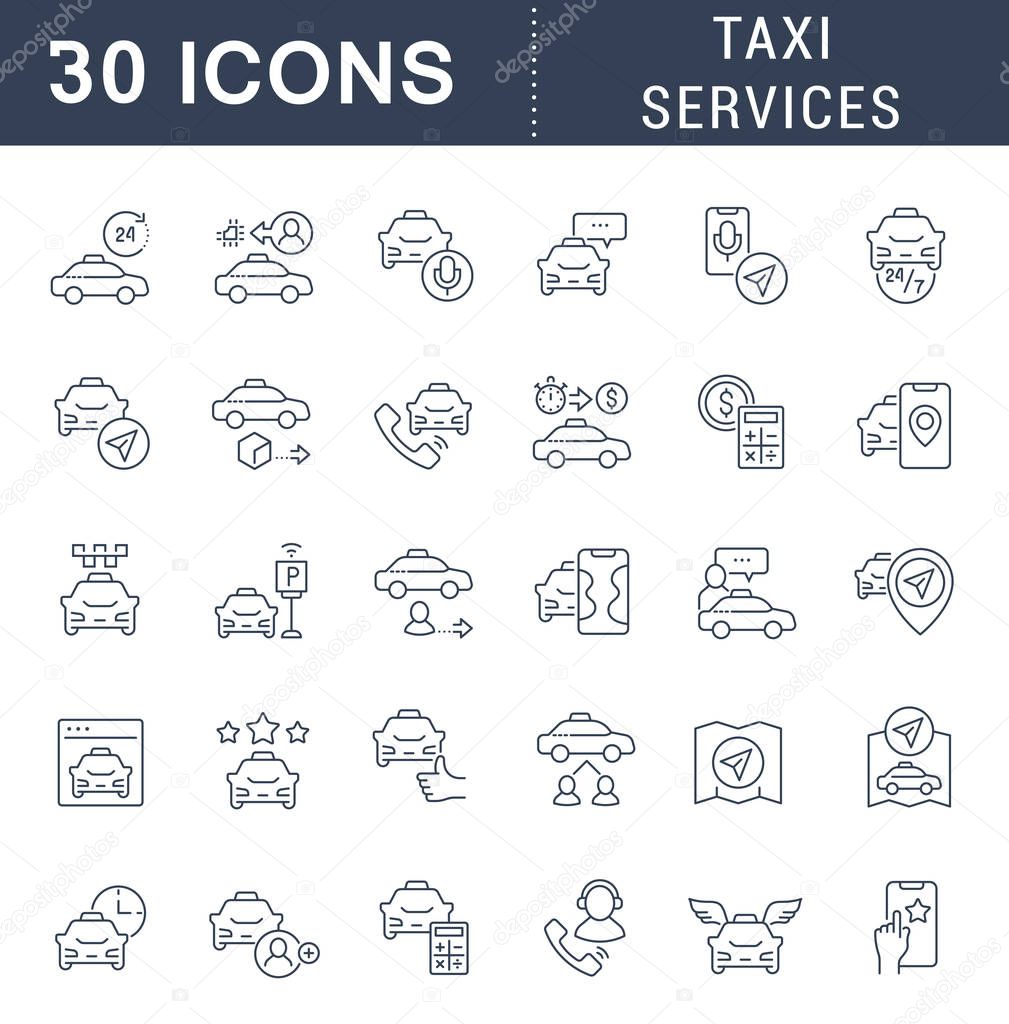 Set Linear Icons of Taxi Services