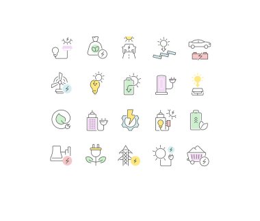 İş Elektriğinin Vektör Hattı Simgelerini Ayarla