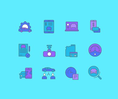 Set of Simple line Icons of Carsharing