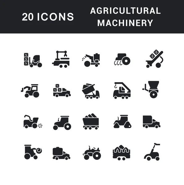 Conjunto de iconos simples de maquinaria agrícola — Vector de stock