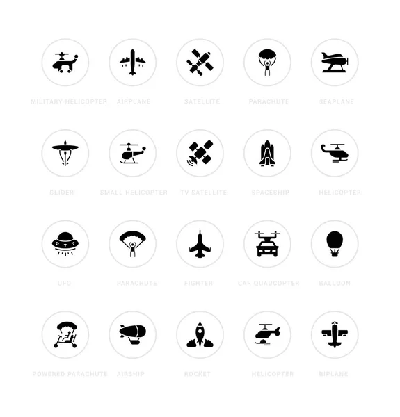 Set of Simple Icons of Aircraft — Stock Vector