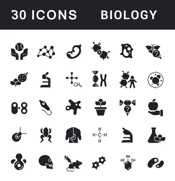 Set van eenvoudige pictogrammen van de biologie — Stockvector