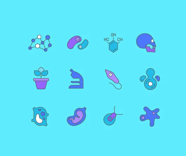 Set of Simple line Icons of Biology — 스톡 벡터