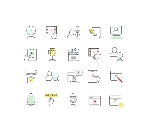 Set Vector Line Icons of Blogging — Stock Vector