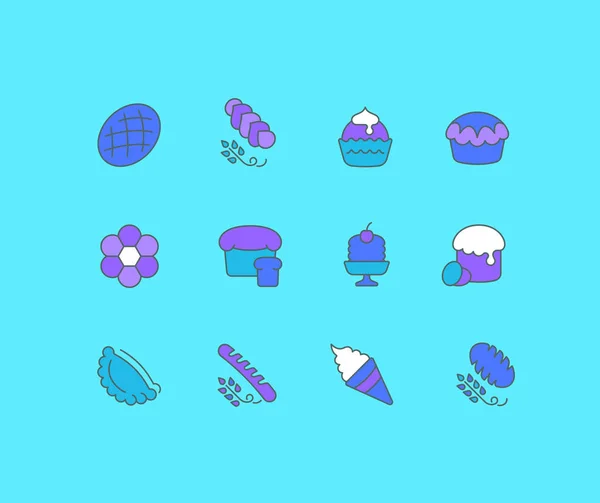 Ensemble d'icônes de ligne simple de boulangerie — Image vectorielle