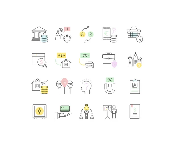 Set Vector Line Icons of Business and Finance. — Stock Vector