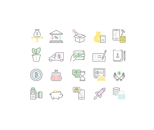 Set Vector Line Icons of Business. — Stock Vector