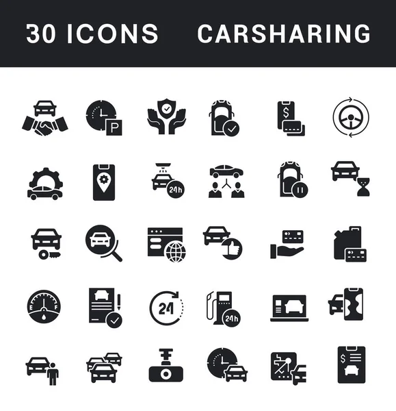 Set di icone semplici di Carsharing — Vettoriale Stock