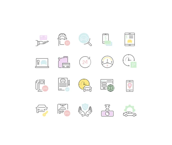 Set Vector Line Icons of Carsharing. — Stock Vector