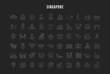 Singapur vektör çizgi simgeleri ayarlayın.