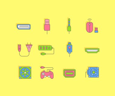 Bilgisayar Bileşenlerini Yükselten Basit Satır Simgeleri Kümesi