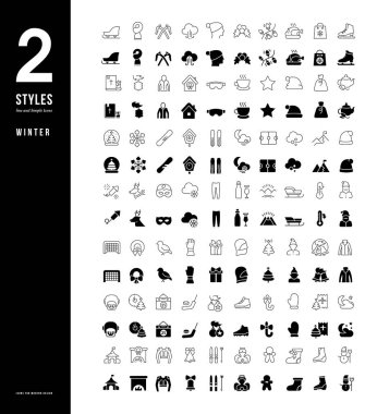 Kışın Basit Satır Simgeleri