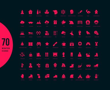 Kışın Basit Simgeleri Seti