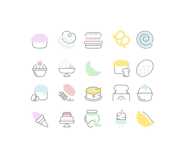 Set Vector Line Iconos de Harina Productos . — Vector de stock