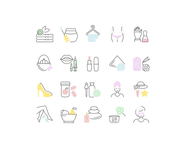 Set Vector Line Icons of Beauty and Health — Stock Vector