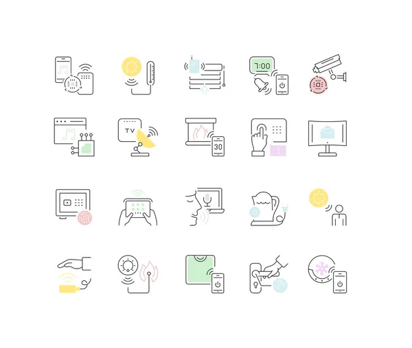 Set Vector Line Icons of Intelligent Building. — Stock Vector