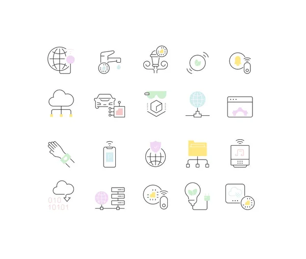 Set Vector Line Icons of Internet of Things — Stock Vector