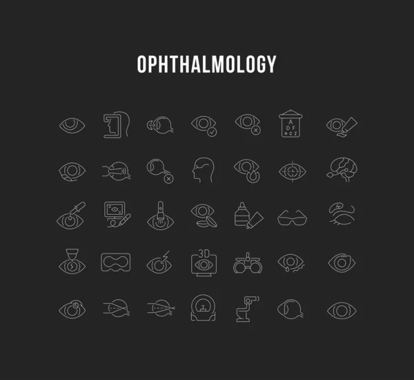 Встановити лінію векторні іконки офтальмології. — стоковий вектор
