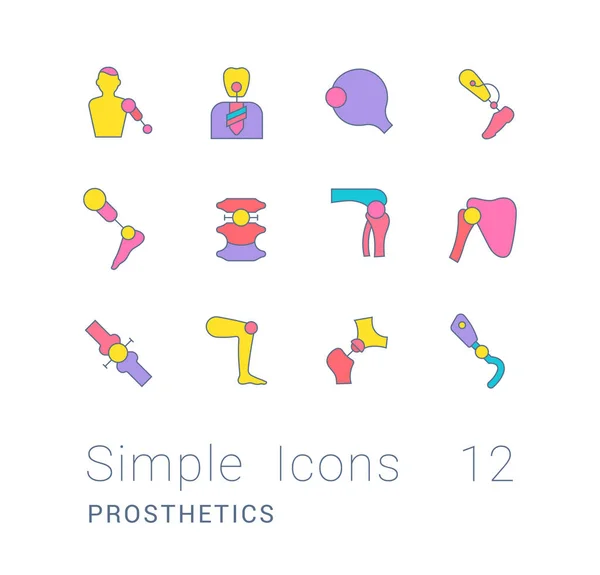 Serie di icone della linea semplice di protesi — Vettoriale Stock