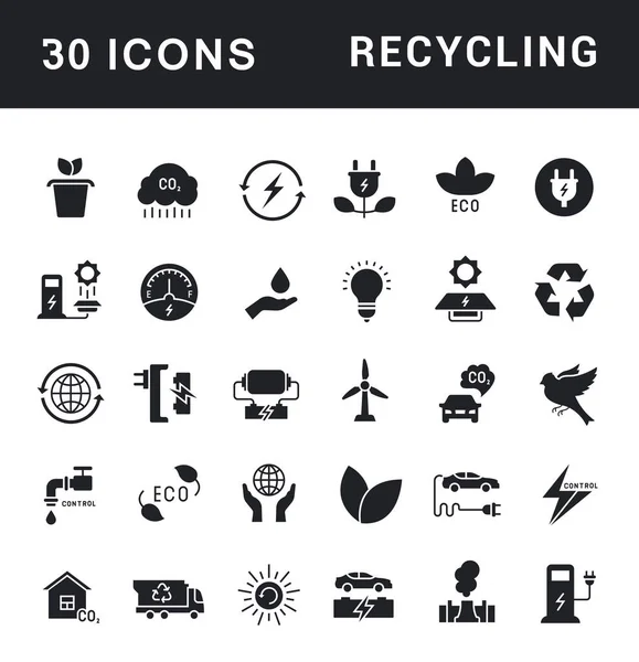 Reihe einfacher Symbole des Recyclings — Stockvektor