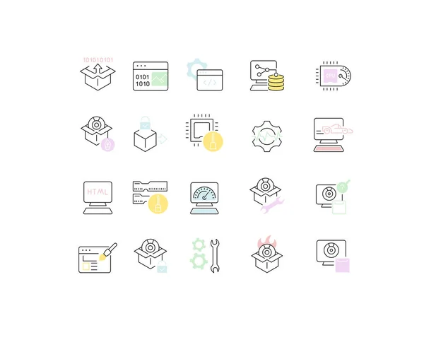 Conjunto de iconos de la línea vectorial de software — Archivo Imágenes Vectoriales