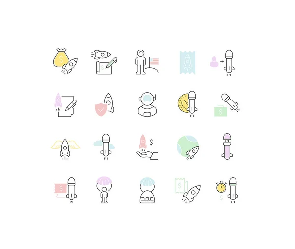 Set Vector Line Icons of Space Business — ストックベクタ