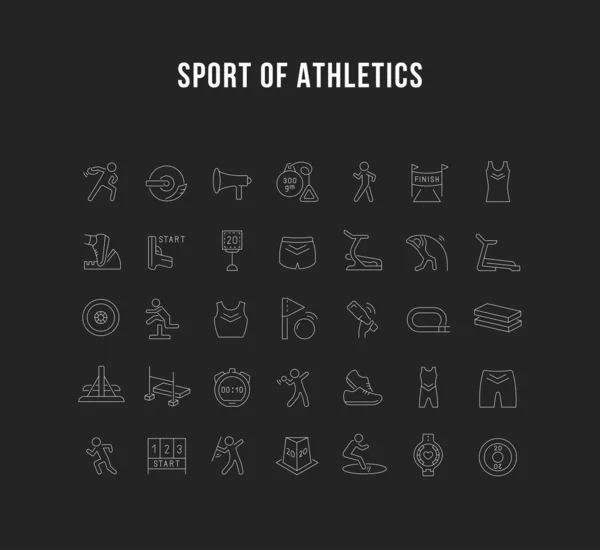 Set Vector Line Ikonen des Leichtathletik-Sports. — Stockvektor