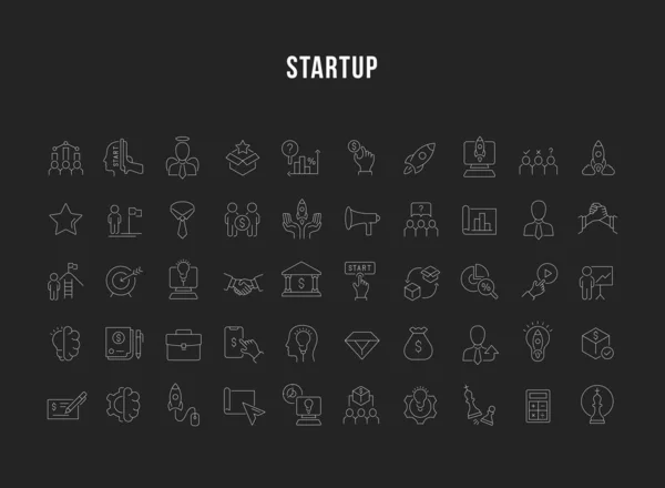 Définir les icônes de ligne vectorielle de démarrage — Image vectorielle