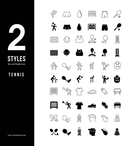 Ícones de linha simples de tênis — Vetor de Stock