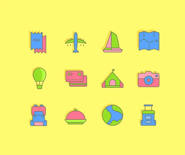 Set of Simple line Icons of Travel — ストックベクタ