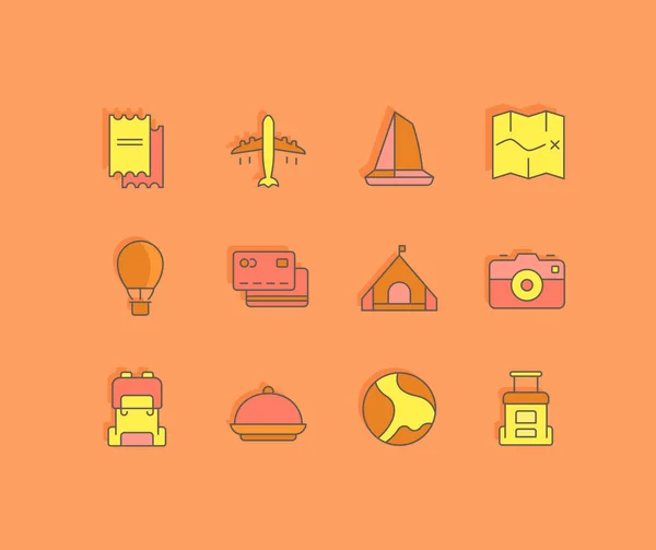 Set of Simple line Icons of Travel — ストックベクタ