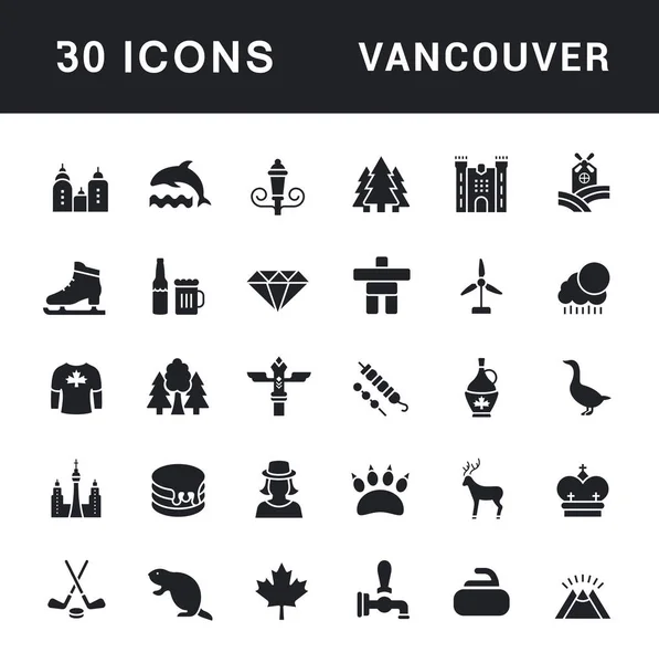 Conjunto de iconos simples de Vancouver — Archivo Imágenes Vectoriales