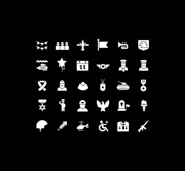 Ensemble d'icônes simples de la Journée des anciens combattants — Image vectorielle