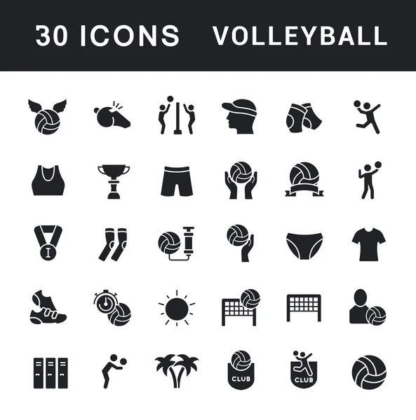 Conjunto de Ícones Simples de Voleibol — Vetor de Stock