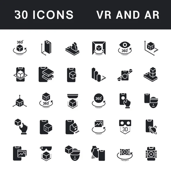 Conjunto de iconos simples de VR y AR — Vector de stock
