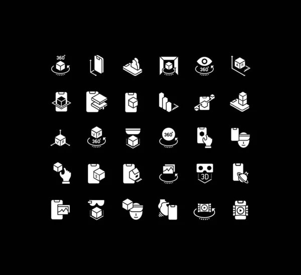 Ensemble d'icônes simples de VR et AR — Image vectorielle