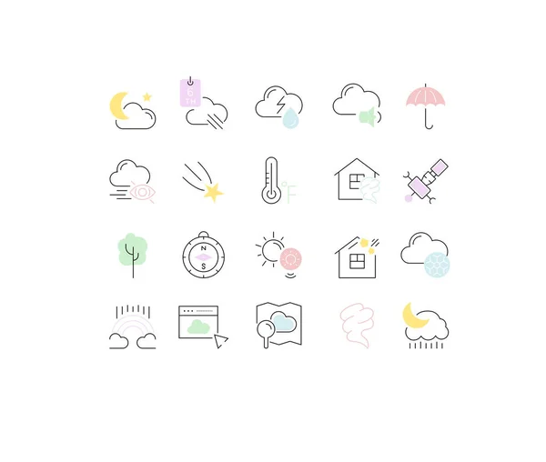 Set Vector Line Icons of Weather. — 스톡 벡터