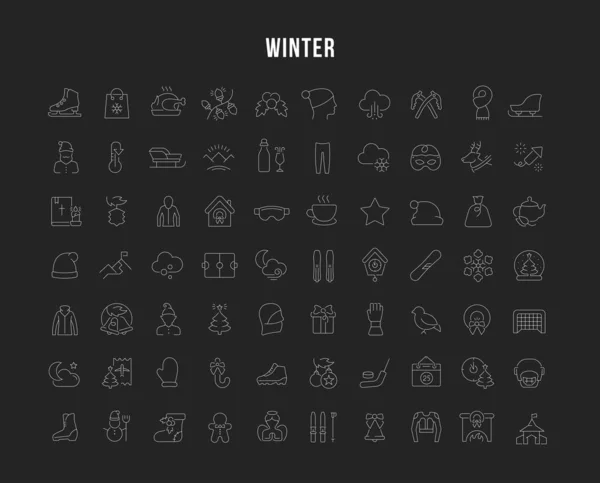 Stel vectorlijn Pictogrammen van Winter in — Stockvector