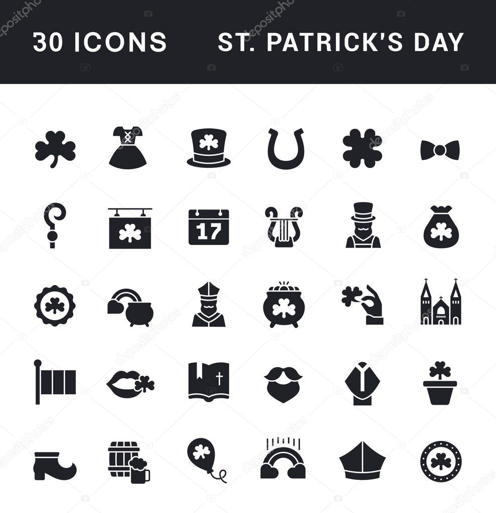 Set of Simple Icons of St. Patrick's Day