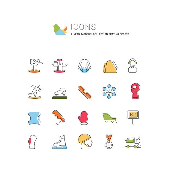 Set Vector Line Icons Skating Sports Modern Concepts Web Apps — Stock Vector