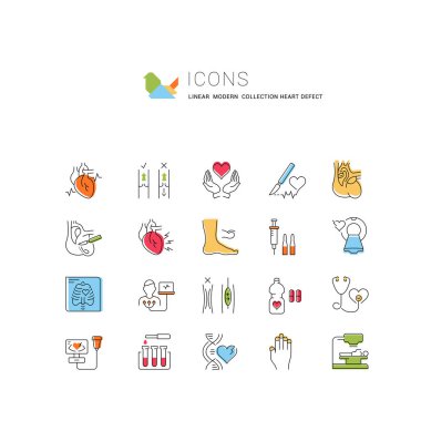Vektör hat simgeler, işaret ve sembolleri düz tasarım kalp kusuru telefon kavramları ve web uygulamaları için öğeleri ayarlayın. Koleksiyon modern Infographic logo ve piktogram.