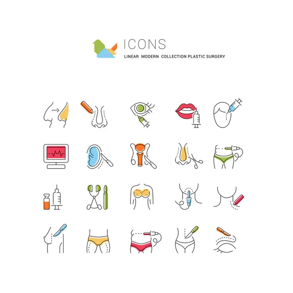 Conjunto Iconos Línea Vectorial Cirugía Plástica Para Conceptos Modernos Web — Archivo Imágenes Vectoriales