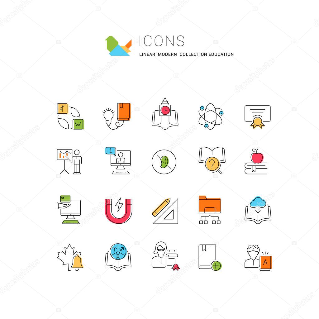 Set of vector line icons of education for modern concepts, web and apps.