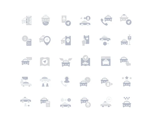 Sammlung Einfacher Symbole Von Taxiunternehmen Auf Weißem Hintergrund Moderne Graue — Stockvektor