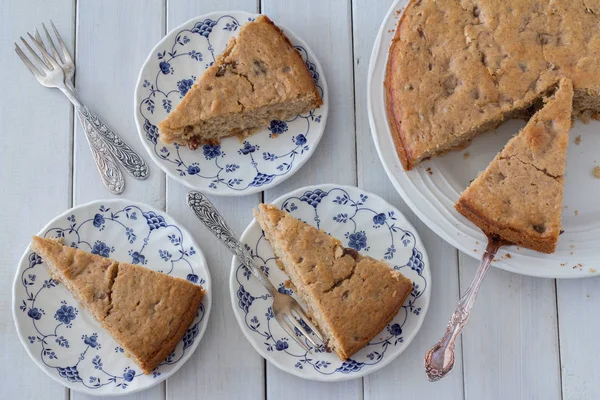 Tarta de manzana plana con especias de arriba — Foto de Stock