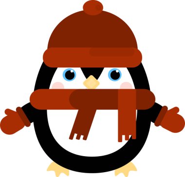 Küçük sevimli bir penguenin komik çizimi