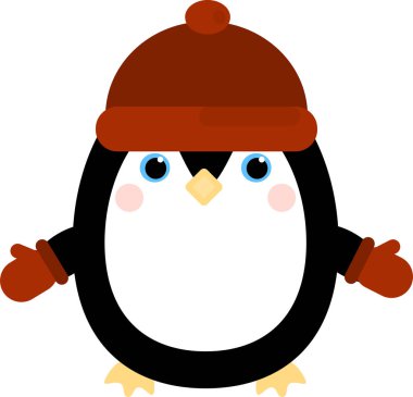 Küçük sevimli bir penguenin komik çizimi 